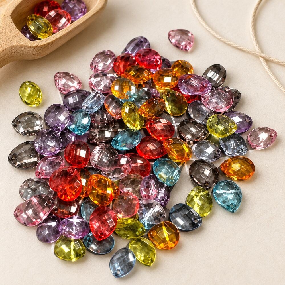 Multicolor Transparent Acrylic Teardrop Beads Charms Jewelry Making Craft Lot